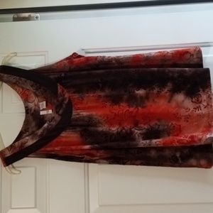 Women's Sami &Jo Orange Brown Floral Tank Top Size XL Bust 44 "